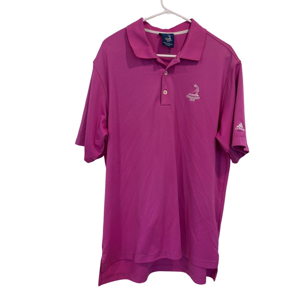 Adidas Golf Mens Large Pink Climalite Pinehurst 1895 Putter Boy Polo Shirt